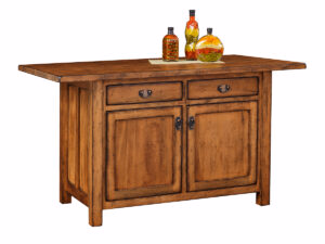 Ancient Mission Island w/ 2 Drawers and 2 Doors & Hand Planed Butcher Block Top