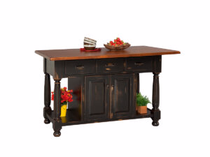 French Country Island 3 Drawers and 2 Doors & Hand Planed Top