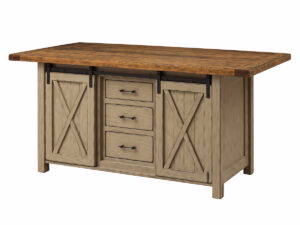 Lahoma Island w/ 3 Drawers and Sliding Barn Doors & Rough Sawn Top