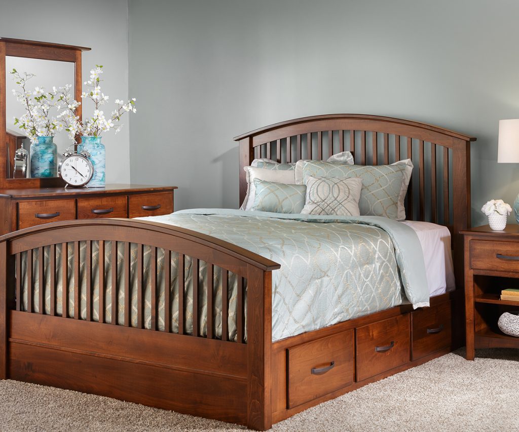 Amish handcrafted hardwood bed