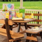 Amish crafted poly picnic table and benches in gazebo