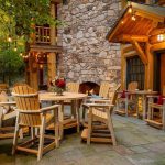 Log home patio with outdoor furniture