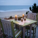 Amish crafted poly conversation table and 2 chairs on deck