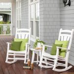 White poly porch rockers and accent table on front porch