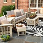 poly patio furniture on flagstone patio