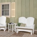 White poly fanback glider chair and double glider chair.