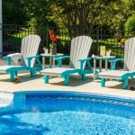 Three Poly lounge chairs by a pool
