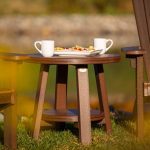 Amish crafted poly end table and 2 chairs on lawn