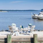 Poly Adirondack chairs and accent table on beach