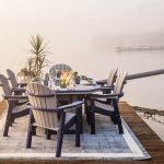 poly outdoor dining set on dock by the water