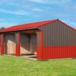 Run in horse shed in red and bronze.