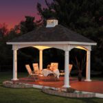 Hampton style pavilion on hardscape patio.