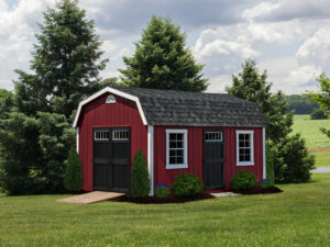 12x16 Colonial Dutch shed with Red Duratemp Siding