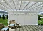 Vinyl+Pergola+Privacy+Wall+with+Lattice