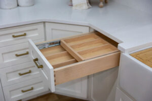 custom kitchen drawer with utensil trays
