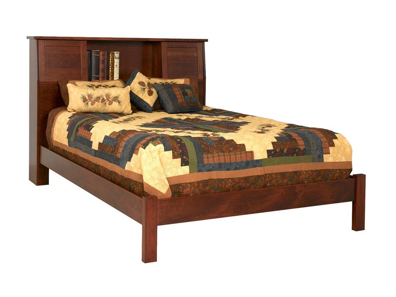 Bookcase Queen Bed-CA - 66.50"W x 92.75"LnHeadboard 50"H Footboard 14.75"H