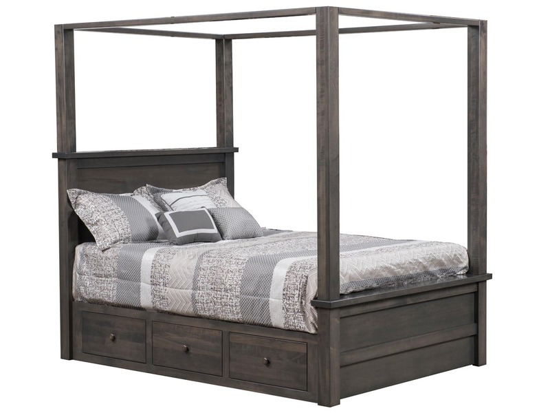 Cabin Creek Queen Bed w/ Canopy w/ Storage Rails - 66"W x 89.50"LnHeadboard 49.25"H Footboard 21.25"H