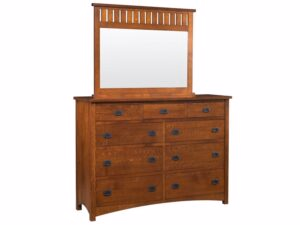 Claremont Mission Dresser w/ Mirror - CM-1557 Dresser 58.75"W x 45"H x 21.50"DnMI-1567 Mirror 37"H x 42"W