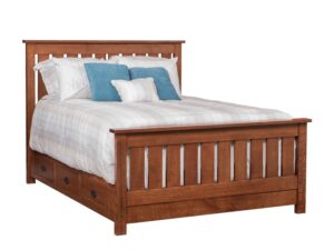 Claremont Mission Slat Bed w/ Storage Rails - 66"W x 85.75"LnHeadboard 54"H Footboard 30"H