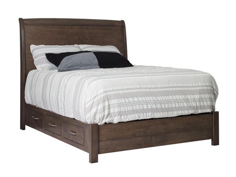 Elk Ridge Queen Sleigh Bed w/ Storage Rails - 64"W x 88.75"LnHeadboard 59"H Footboard 14.75"H