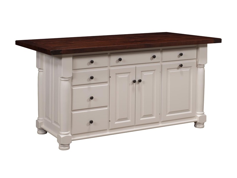 Turned Leg Island Base w/ Optional Slideout Wastebasket - 61.75"W x 34.50"H x 24.50"D