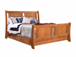 Open Sleigh Queen Bed w/ Storage Rails - 63"W x 94"LnHeadboard 53"H Footboard 33"H