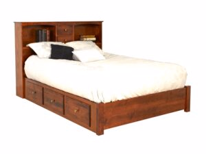 Bookcase Queen Bed-SO w/ Storage Rails - 66"W x 93.75"LnHeadboard 49.75"H Footboard 14.75"H