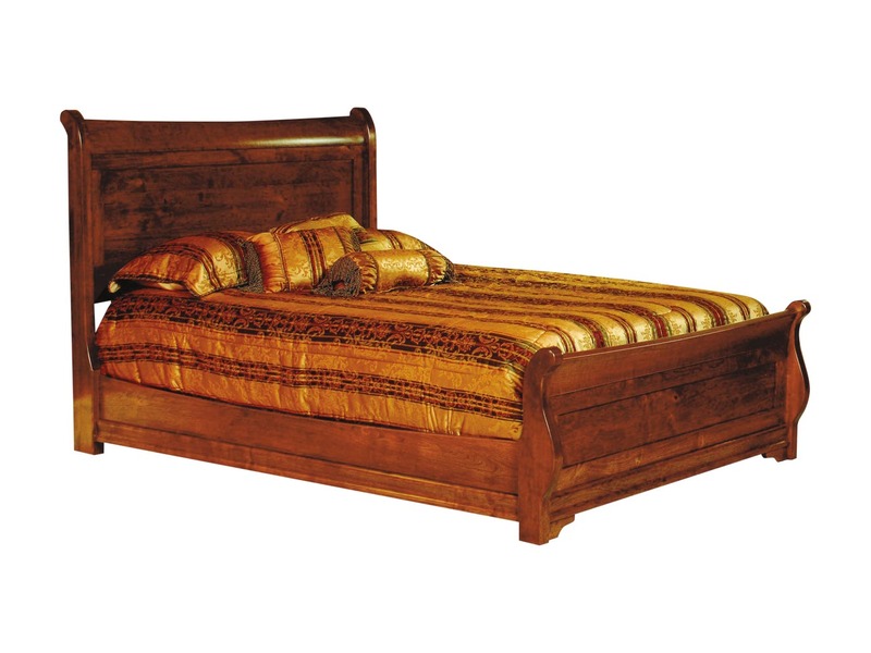Single Panel Sleigh Bed - 66"W x 95.25"LnHeadboard 52"H Footboard 25"H