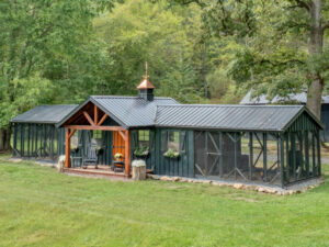 A-Frame Reverse Gable Double Combo Chicken Coop w/Porch