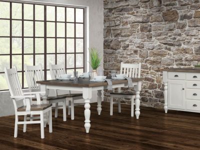 Amish handcrafted dining room furniture from the Farmhouse collection.
