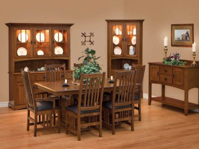 Amish handcrafted dining room furniture from the Mission collection.