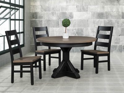 Amish handcrafted pedestal table and dining chairs from the Norwich collection