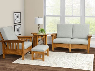 Classic Mission style Amish handcrafted living room furniture from the Elm Crest collection.