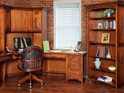 Belmont Collection Amish handcrafted open bookshelf and desk.