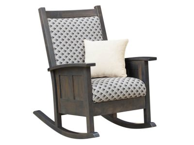Amish handcrafted shaker style rocker with dark finish.