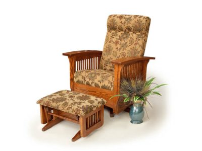 Amish handcrafted Mission style swivel glider and ottoman.