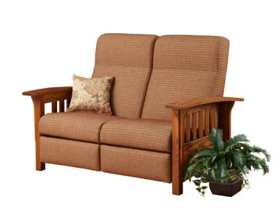 Amish handcrafted Classic Mission style love seat.