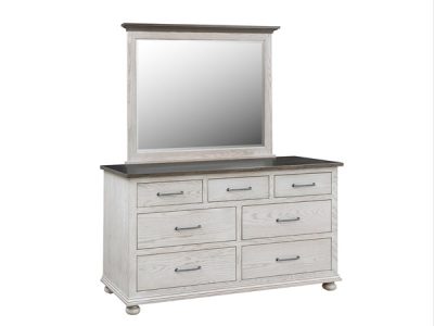 Amish handcrafted dresser with mirror finished in 2-tone white